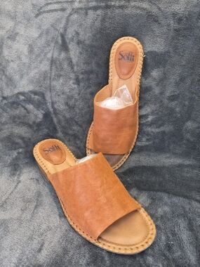Sofft Nalanie Women’s Size 10M Luggage Slip On Open Toe Sandals  Cognac Brown